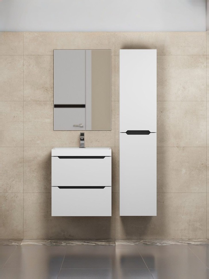 Тумба под раковину для ванной подвесная Uperwood Tanos NEW 50х45х50 см, белая/графит