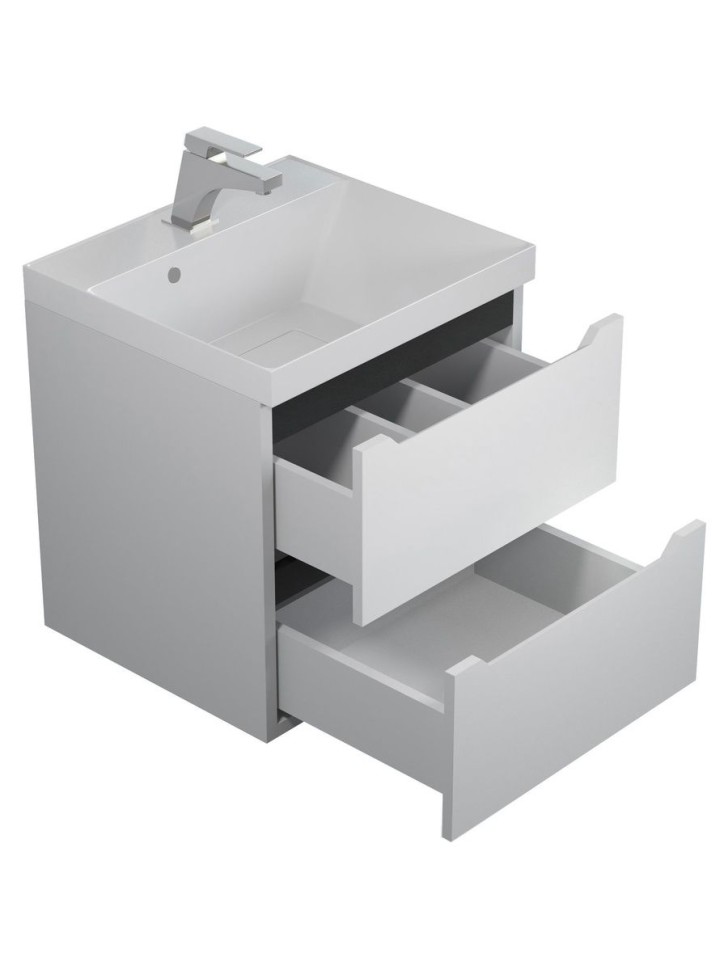 Тумба под раковину для ванной подвесная Uperwood Tanos NEW 50х45х50 см, белая/графит