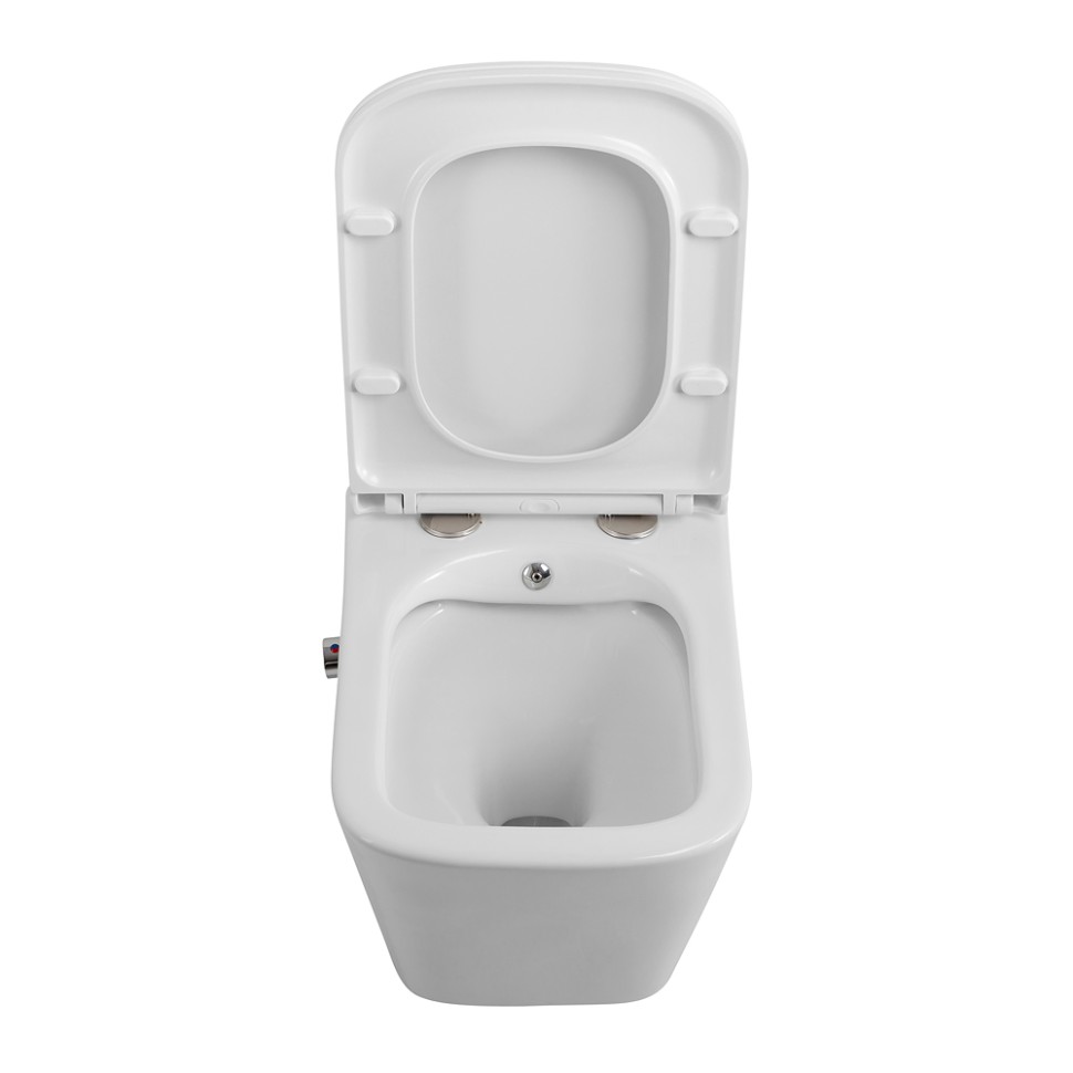 Унитаз подвесной с сиденьем, функцией биде и смесителем BelBagno DUE BB3103CHR-BS/SC
