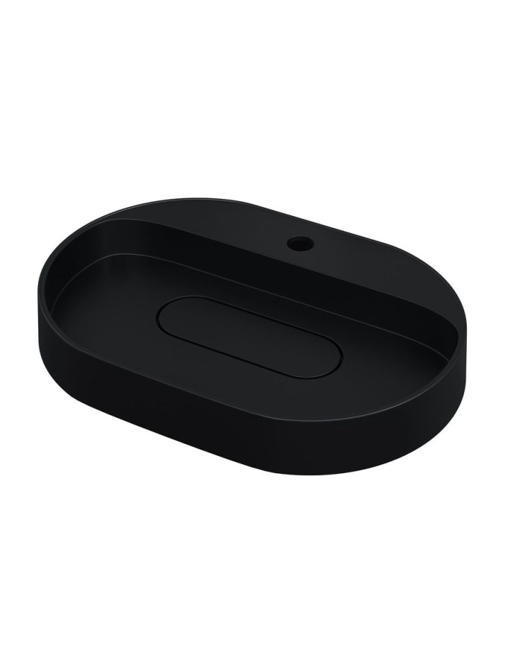 Раковина для ванной накладная 55 см, Uperwood Tanos Quartz, овальная, черная, уголь