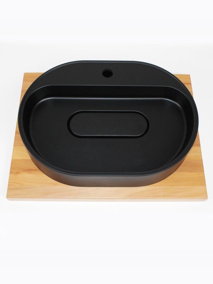 Раковина для ванной накладная 55 см, Uperwood Tanos Quartz, овальная, черная, уголь