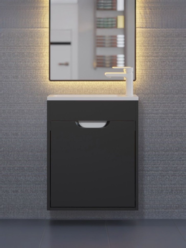 Тумба под раковину для ванной подвесная Uperwood Modul 50х21х60 см, чернаяатовая