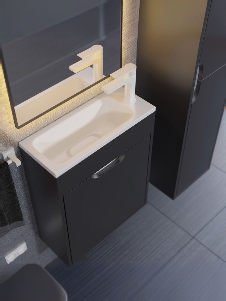 Тумба под раковину для ванной подвесная Uperwood Modul 50х21х60 см, чернаяатовая