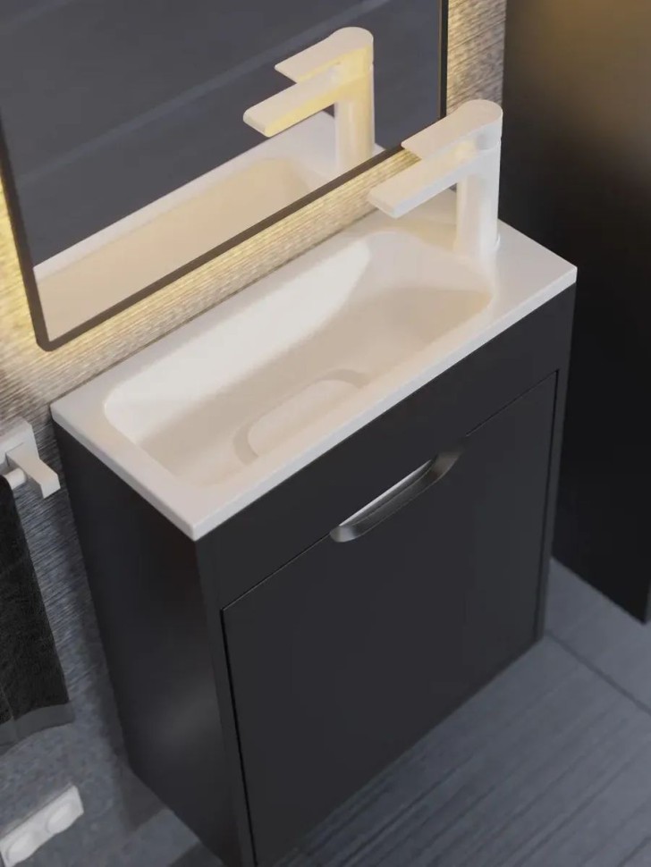 Тумба под раковину для ванной подвесная Uperwood Modul 50х21х60 см, чернаяатовая