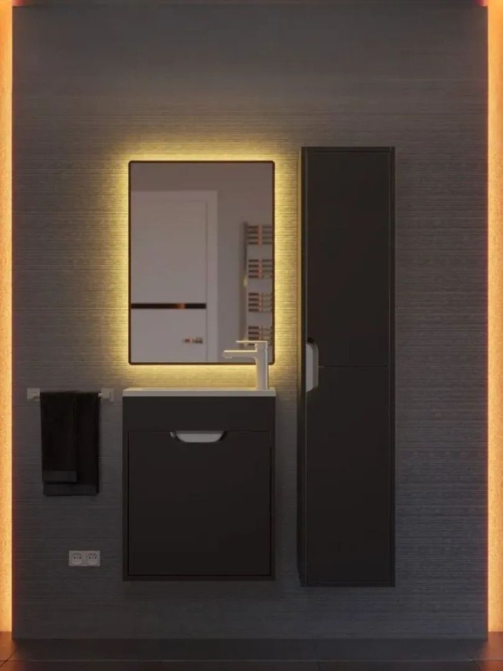 Тумба под раковину для ванной подвесная Uperwood Modul 50х21х60 см, чернаяатовая