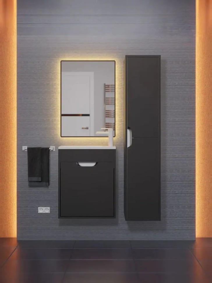 Тумба под раковину для ванной подвесная Uperwood Modul 50х21х60 см, чернаяатовая