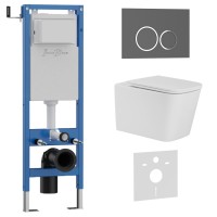 Комплект 3в1 IBERICA BLANCA инсталляция SILENCIO MINI, унитаз TOLEDO ALTO белый, кнопка смыва ESTI-O серый матовый (IB.001M.TLA.231.827)