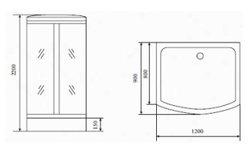 Timo Standart T-1115 душевая кабина 120*90*220, турецкая баня хамам