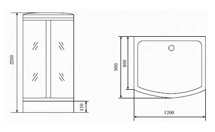 Timo Standart T-1115 душевая кабина 120*90*220, турецкая баня хамам