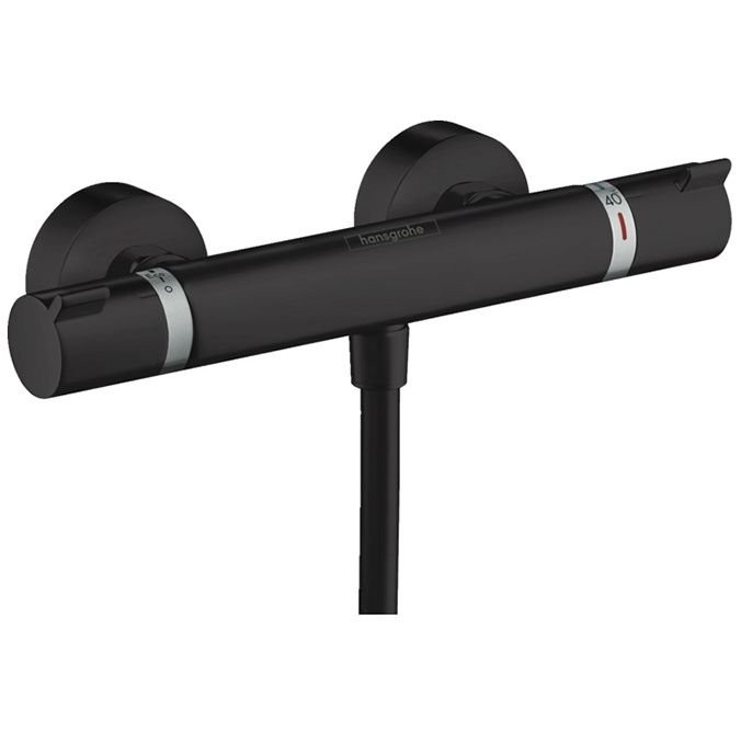 Смеситель Hansgrohe Ecostat для душа, настенный, термостатический, цвет: черный матовый 13116670
