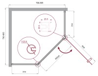 Душевой уголок BelBagno UNO-195-P-1-80-C-Cr