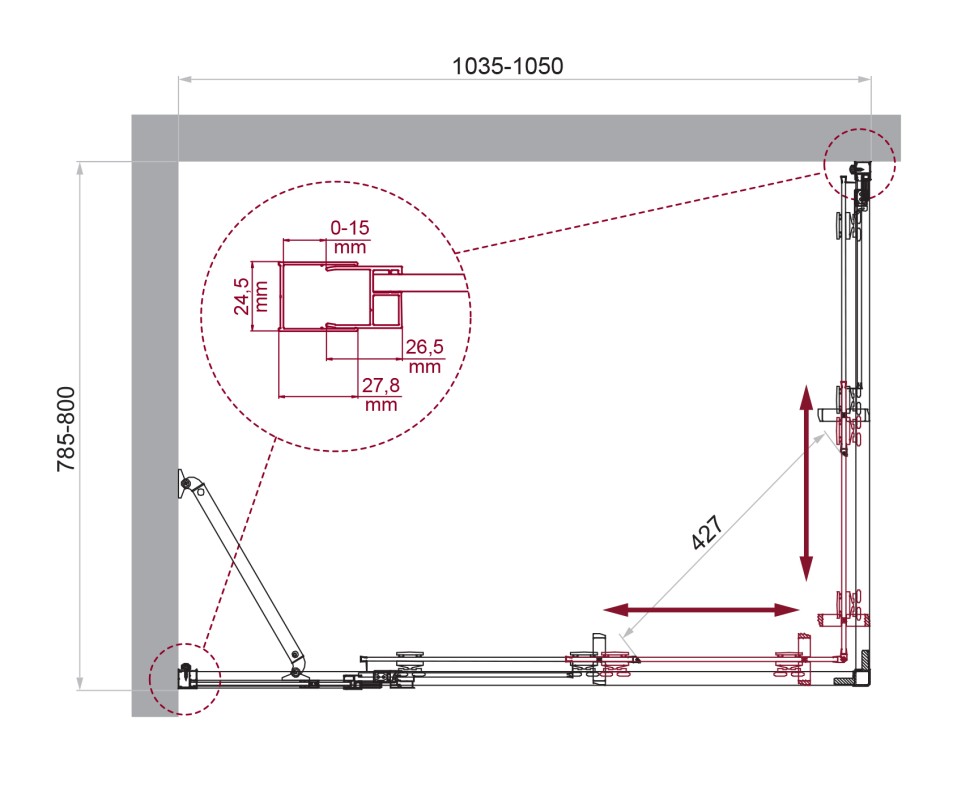 Душевой уголок BelBagno LUCE-AH-21-105/80-C-Cr