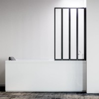 Шторка на ванну Veconi Palau PL-74BR, 900x1500, черный, стекло прозрачное