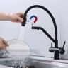 Смеситель Splenka для кухни со съемным гибким изливом, с магнитным фиксатором излива, с подключением фильтра питьевой воды S70.62.06 Черный