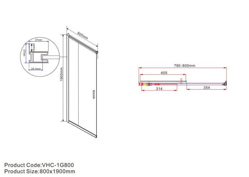 Душевой уголок Garda VSS-1G8090CLBN, 900*800, брашированный никель, стекло прозрачное