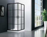 Душевой угол Veconi Rovigo RV-09, 800x800x1950, черный, стекло прозрачное