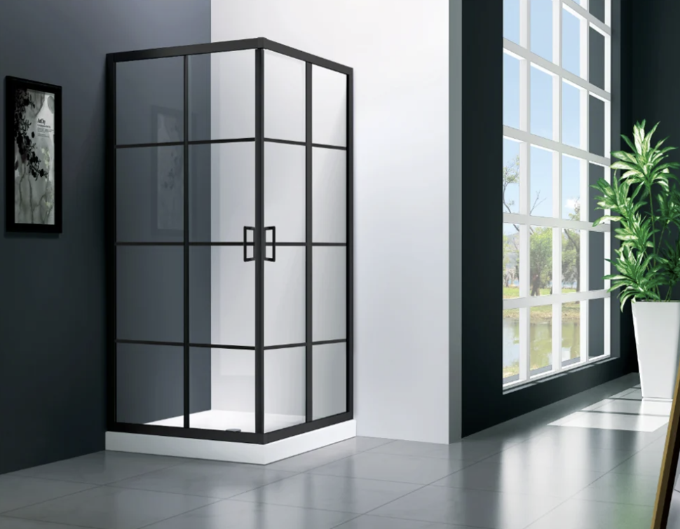 Душевой угол Veconi Rovigo RV-09, 800x800x1950, черный, стекло прозрачное