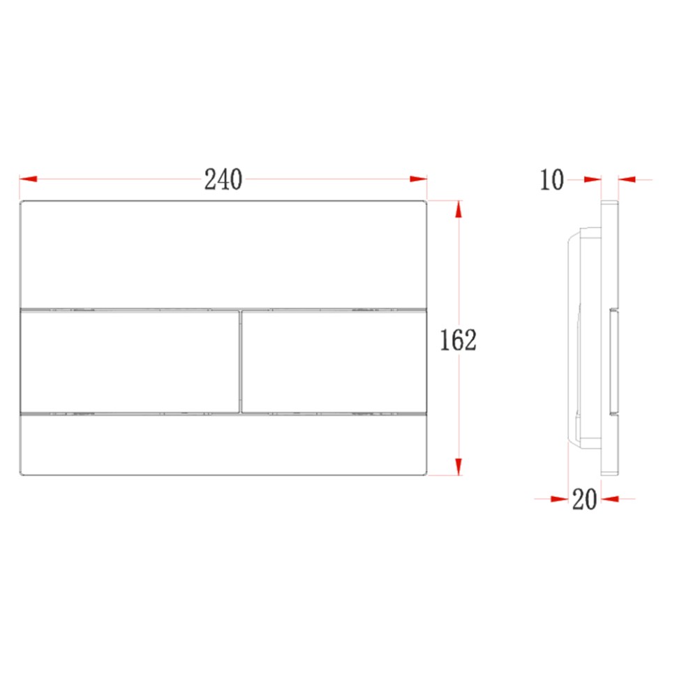 Кнопка смыва Veconi FLUSH V7, FLV7-CM, 240х162х10, пластик, хром матовый