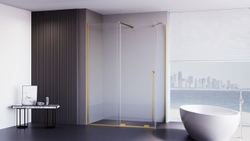 Боковая панель Veconi Premium Trento SP-50G, 800х2000 ,брашированное золото, стекло прозрачное