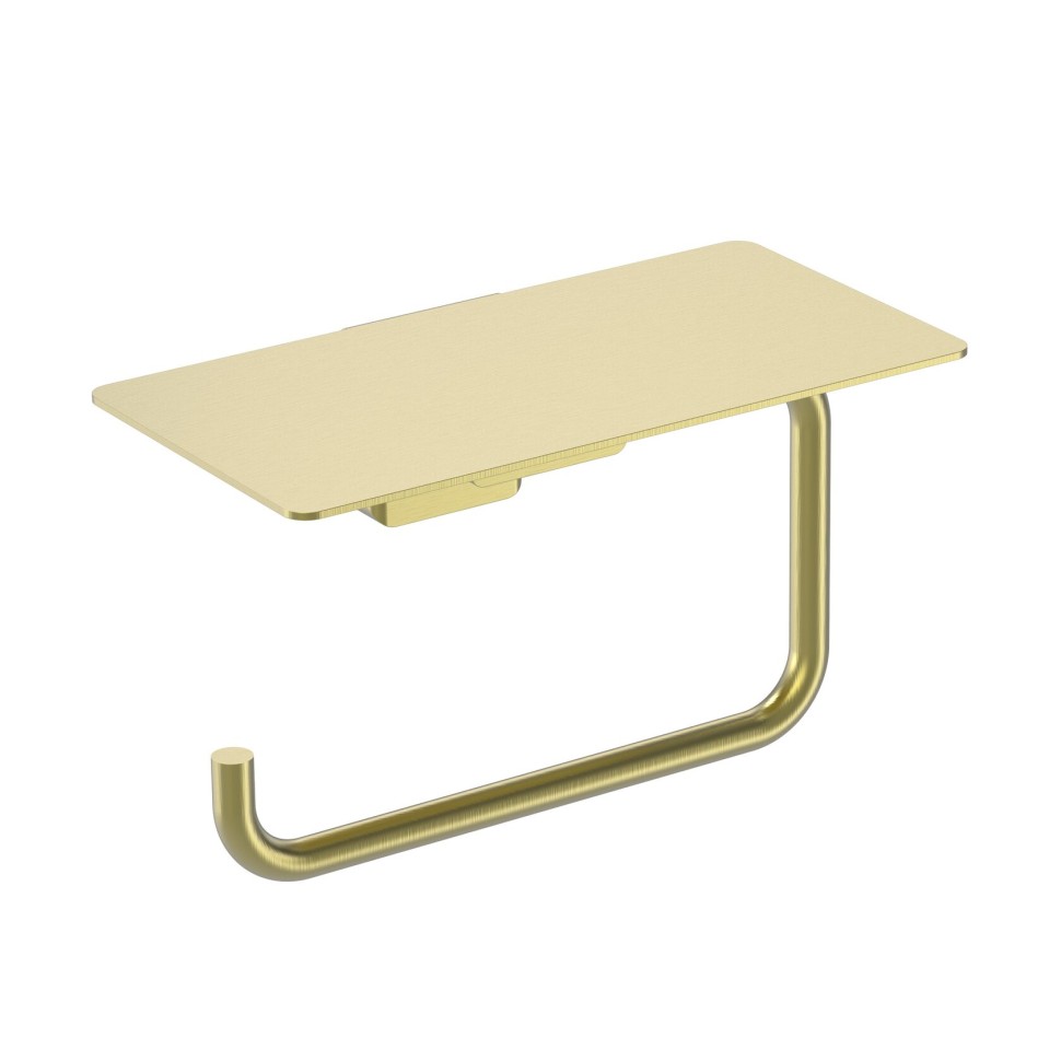 AQM7307BG Tivoli Держатель туалетной бумаги с полкой, золото шлифованное