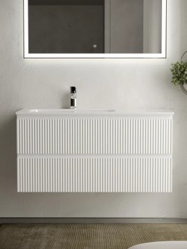 Тумба подвесная SANCOS Snob R левая 995х445х500, c двумя ящиками оснащенными доводчиками, Bianco , арт.SNR100LW