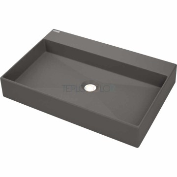 Гранитная раковина, на столешницу, с бортиком для смесителя - 60x40 см
