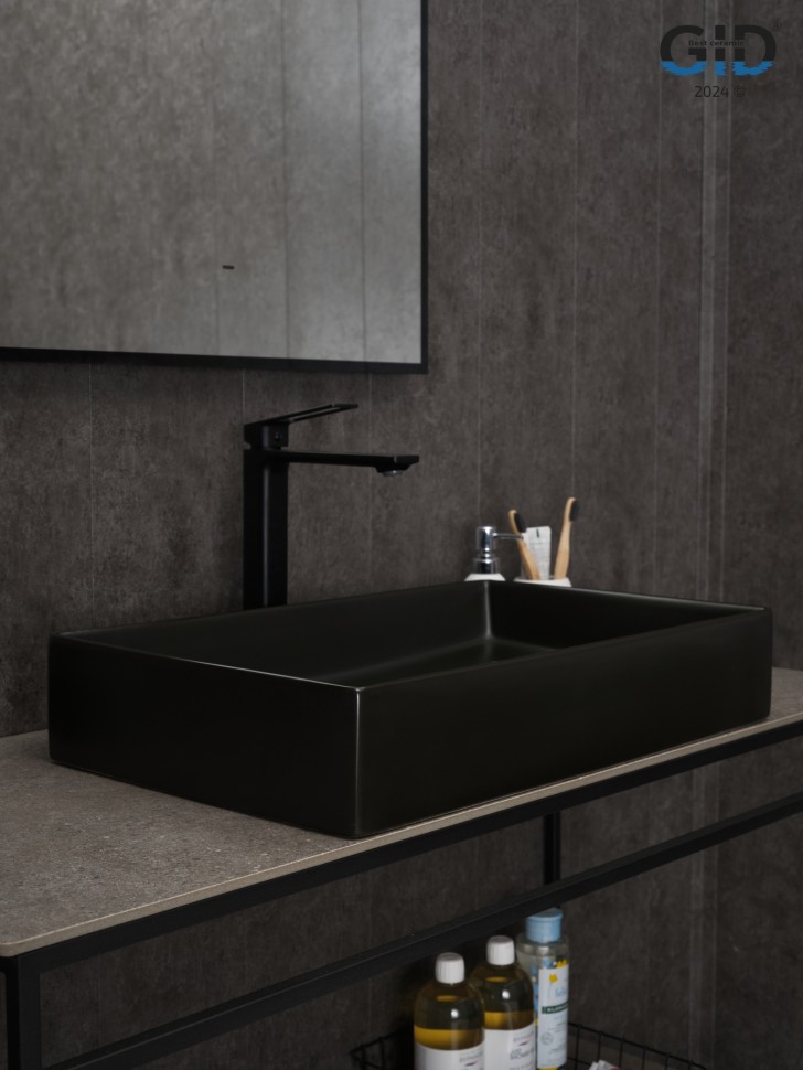 Раковина Gid Bm9496 53363 накладная черная матовая 60.5x37x11