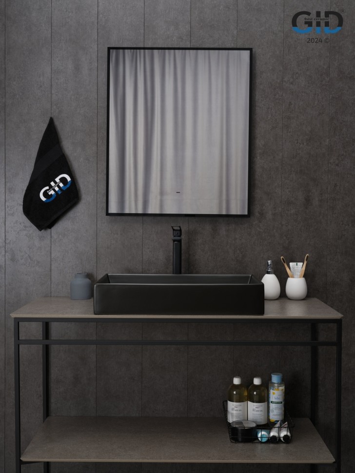 Раковина Gid Bm9496 53363 накладная черная матовая 60.5x37x11