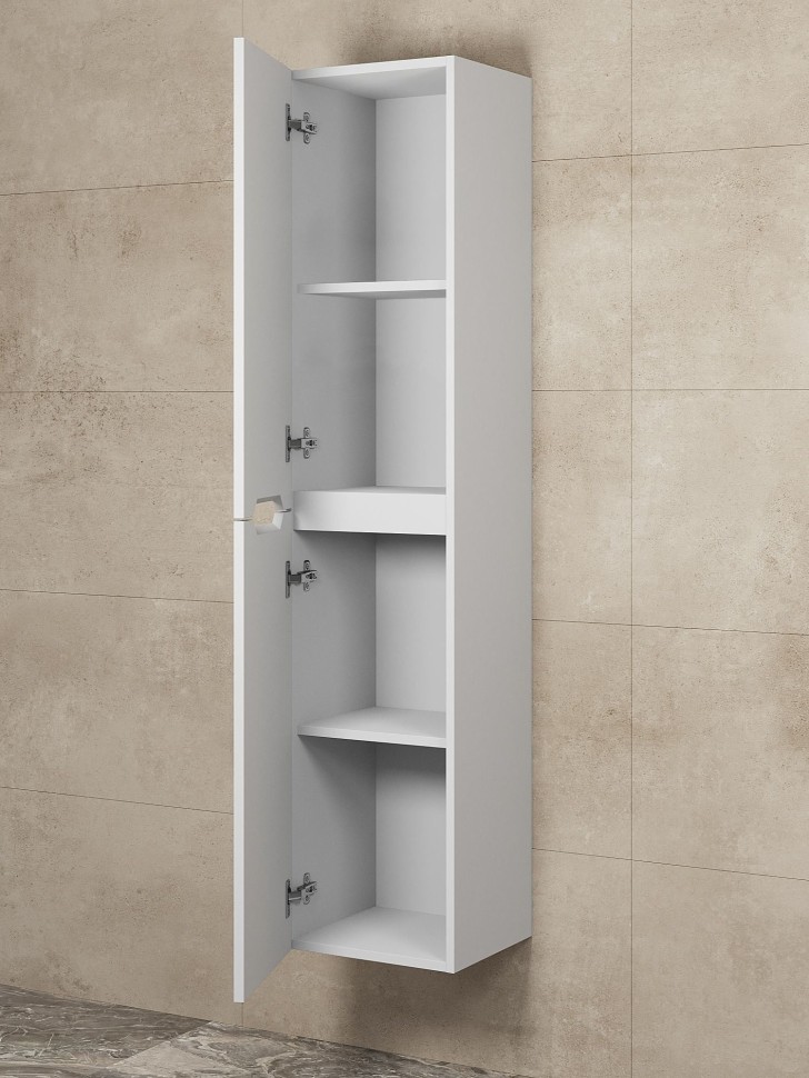 Шкаф-пенал для ванной Uperwood Tanos подвесной, 33х27х150 см, универсальный, белый матовый
