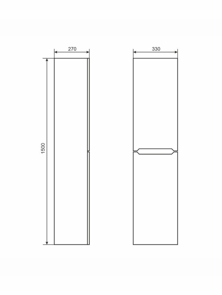 Шкаф-пенал для ванной Uperwood Tanos подвесной, 33х27х150 см, универсальный, белый матовый