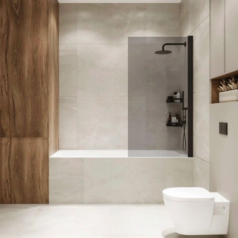 Шторка для ванны IBERICA BLANCA Mod.802 Wide Open поворотная тонированное стекло/черный 70х150см (IB802.TB.150.70)