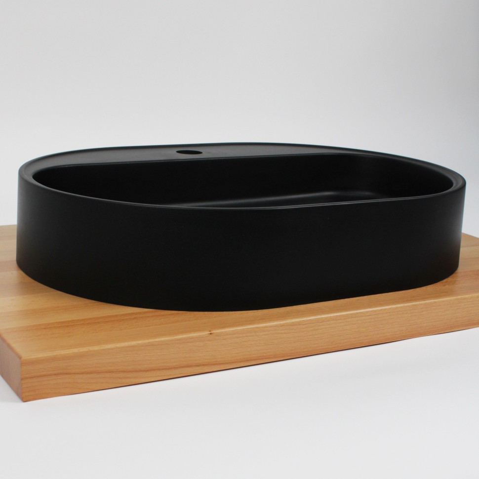 Раковина для ванной накладная 55 см, Uperwood Tanos Quartz, овальная, черная, космос