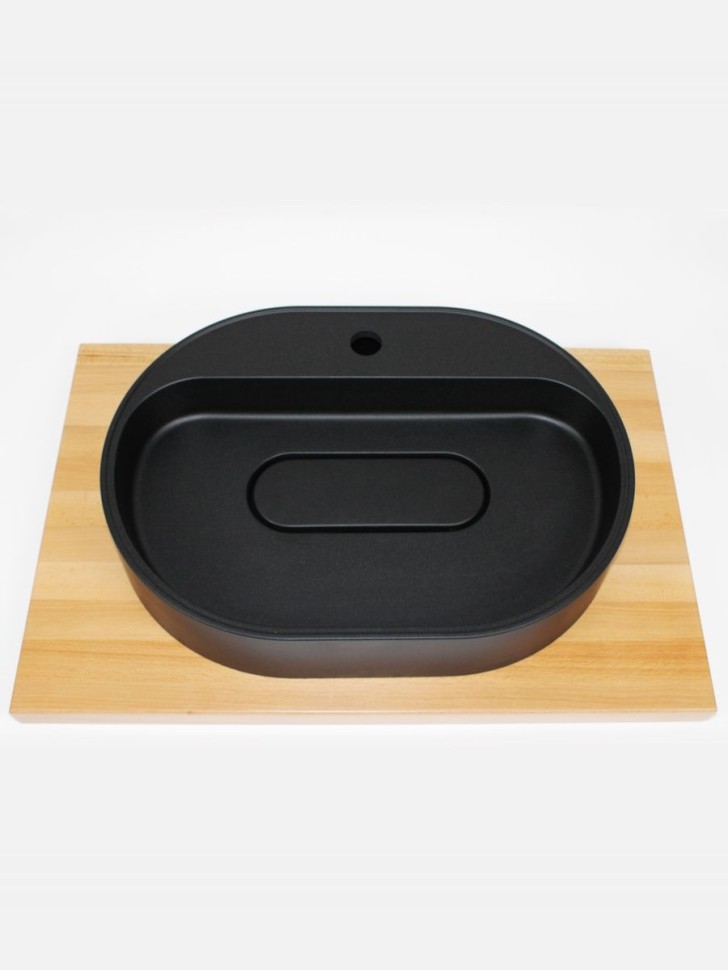 Раковина для ванной накладная 55 см, Uperwood Tanos Quartz, овальная, черная, космос