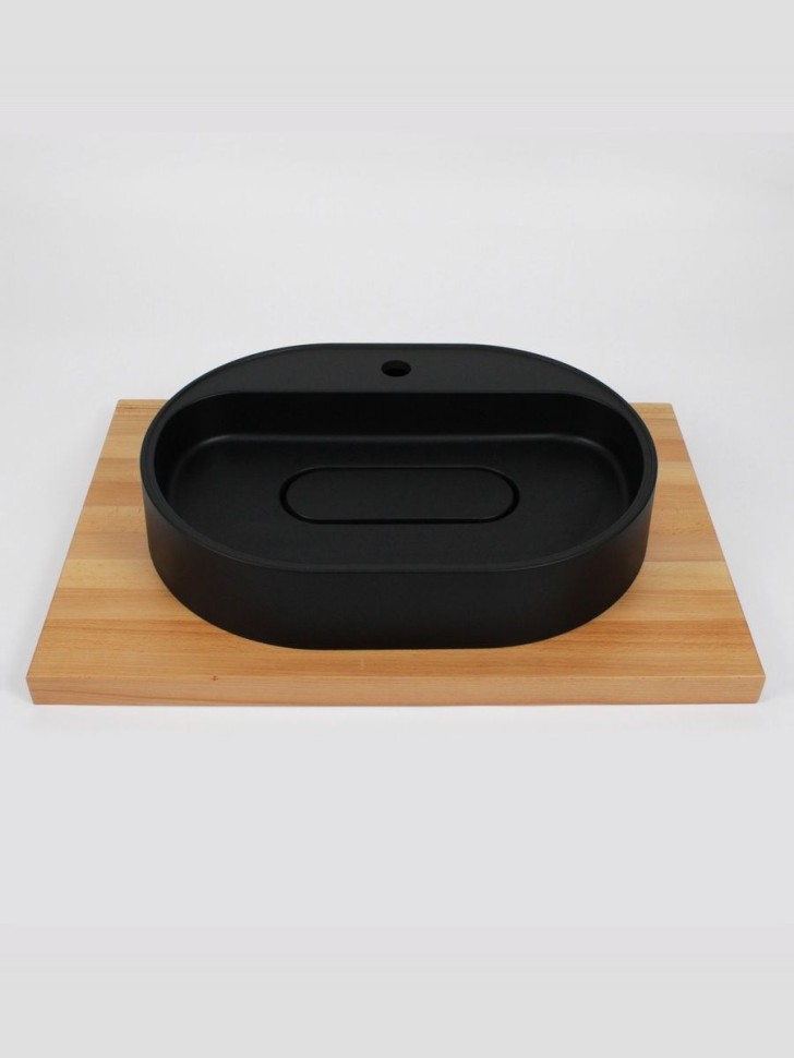 Раковина для ванной накладная 55 см, Uperwood Tanos Quartz, овальная, черная, космос