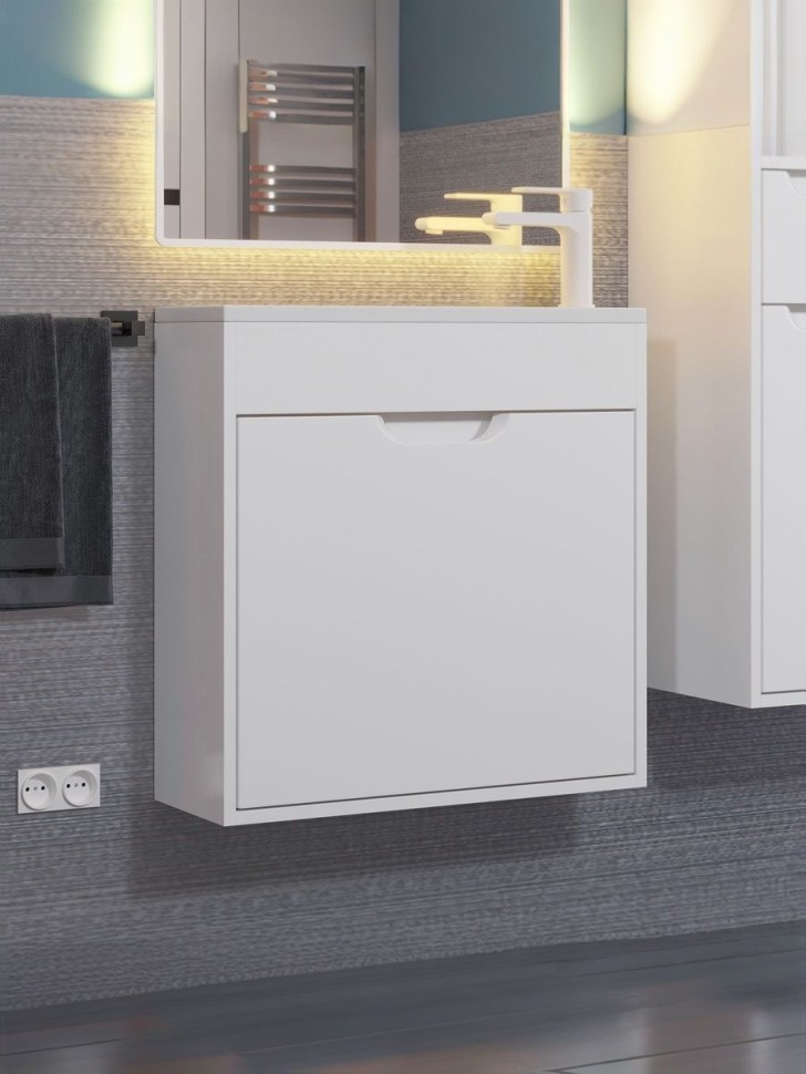 Тумба под раковину для ванной подвесная Uperwood Modul 60х21х60 см, белаяатовая
