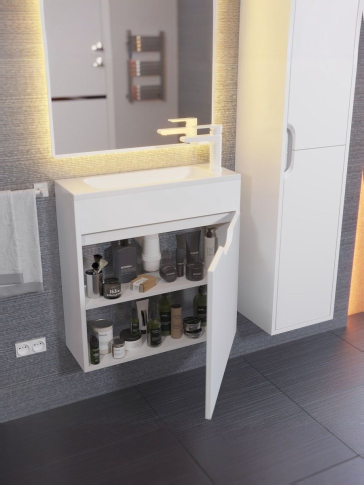 Тумба под раковину для ванной подвесная Uperwood Modul 60х21х60 см, белаяатовая