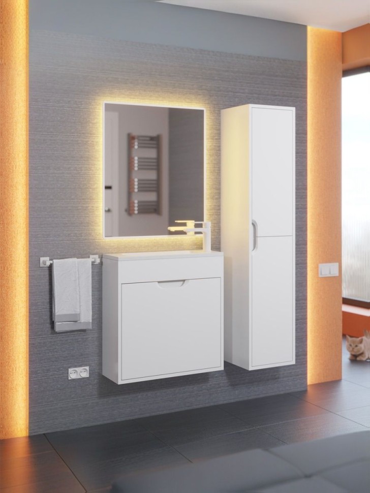 Тумба под раковину для ванной подвесная Uperwood Modul 60х21х60 см, белаяатовая