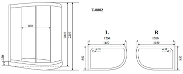 Timo Comfort T-8802R Fabric Glass душевая кабина 120*85*220