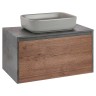 База под накладную раковину Mesa 800 подвесная, 1 выкатной/1 скрытый ящик soft close, T.Oak + Beton