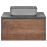 База под накладную раковину Mesa 800 подвесная, 1 выкатной/1 скрытый ящик soft close, T.Oak + Beton