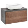 База под накладную раковину Mesa 800 подвесная, 1 выкатной/1 скрытый ящик soft close, T.Oak + Beton
