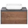 База под накладную раковину Mesa 800 подвесная, 1 выкатной/1 скрытый ящик soft close, T.Oak + Beton