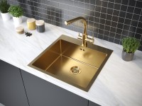 Мойка нерж. сталь KRONER 51, PM215151-BG, брашированное золото, 510х510мм, Paulmark