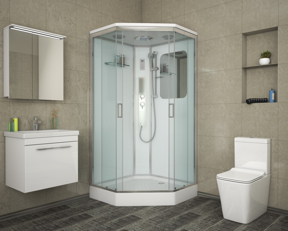 Душевая кабина Niagara Premium NG-6002-01GD (100х100х220) низкий поддон(16 см),стекло прозрачное,4 места