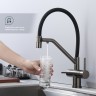 Смеситель Splenka для кухни со съемным гибким изливом, с магнитным фиксатором излива, с подключением фильтра питьевой воды S70.62.09 Графит