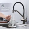 Смеситель Splenka для кухни со съемным гибким изливом, с магнитным фиксатором излива, с подключением фильтра питьевой воды S70.62.09 Графит