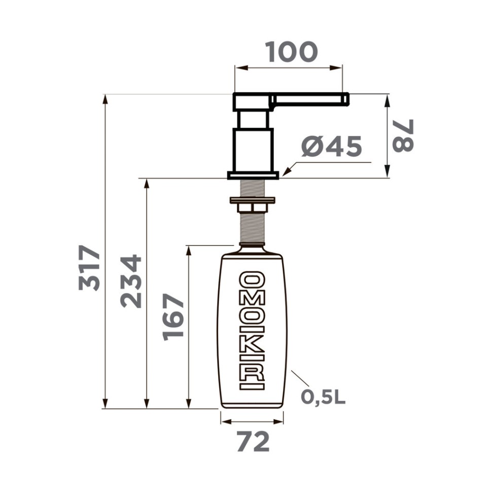 Дозатор Omoikiri OM-04-GM латунь/вороненая сталь