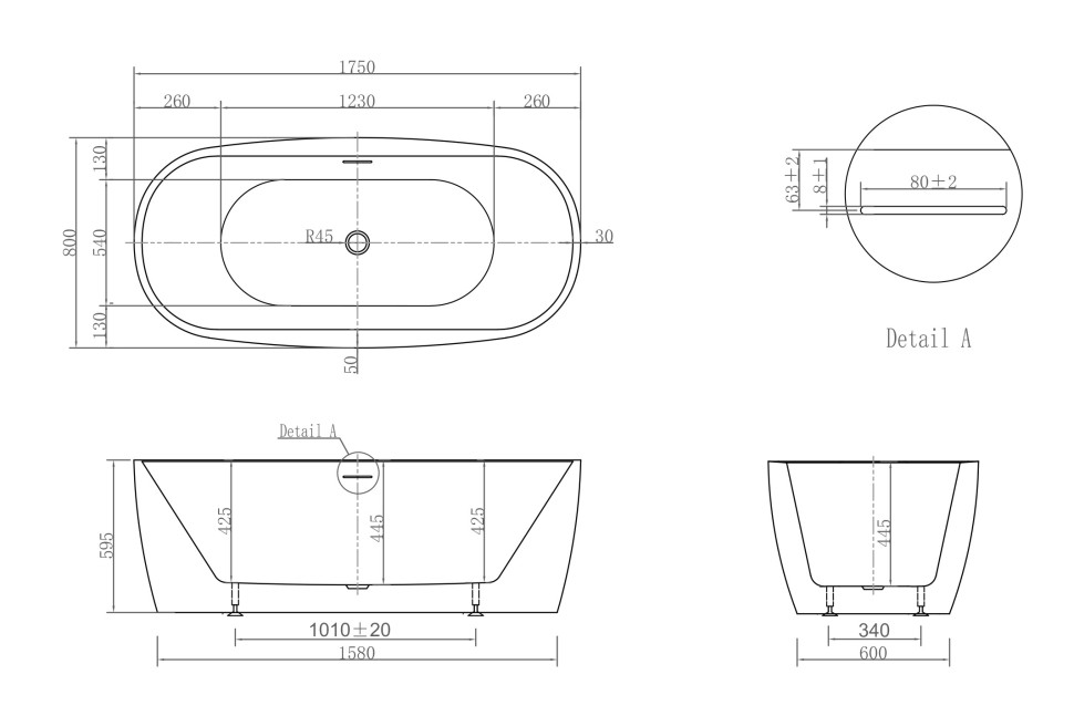 Акриловая ванна ABBER AB9219 белая