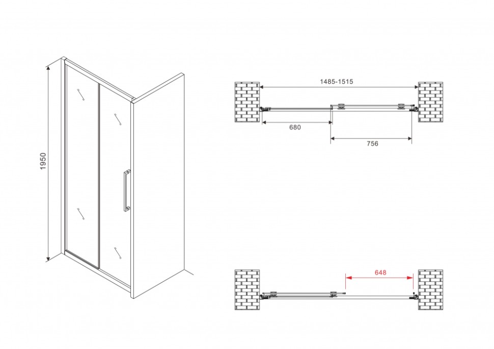 Душевая дверь ABBER Schwarzer Diamant AG30150H