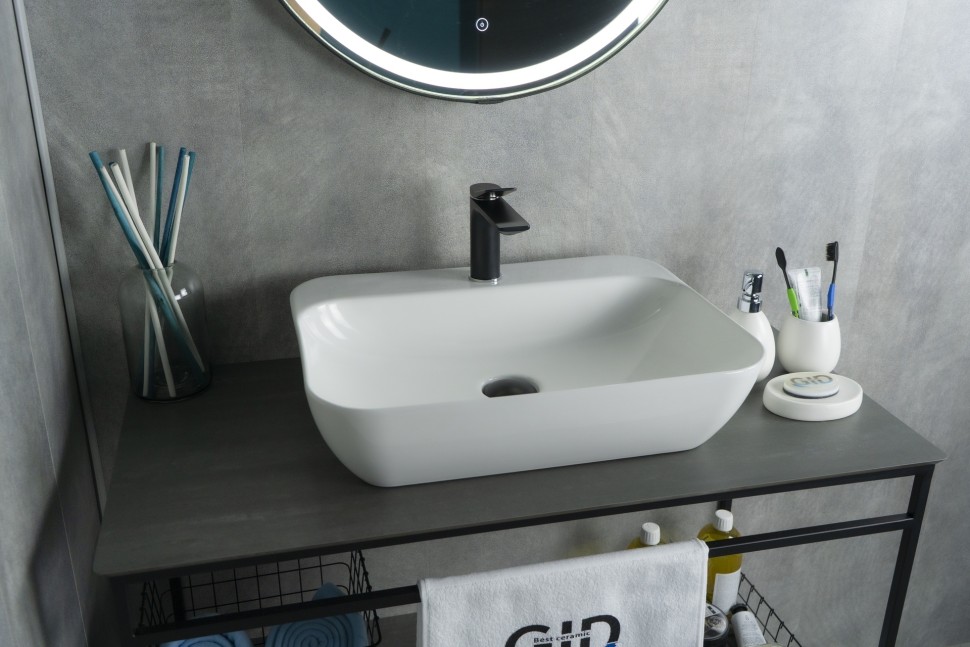 Раковина Gid N9047 51184 накладная белая 55x42x15